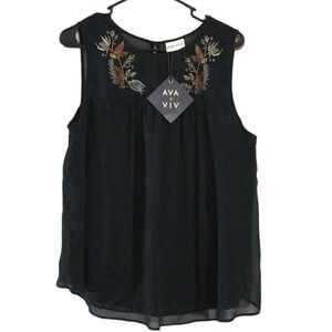 Ava & Viv Women’s Plus Size Embroidered Tank Top.